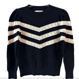 LOFT Navy and White Chevron Sweater